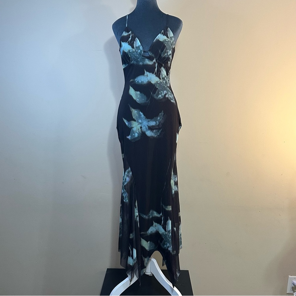 ASOS Design Mesh Ruffle Hem Cami Maxi